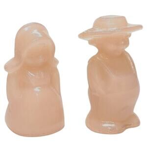 Boyd Art Glass Eli & Sarah Amish Figurines 1999 Rosie Pink  B399